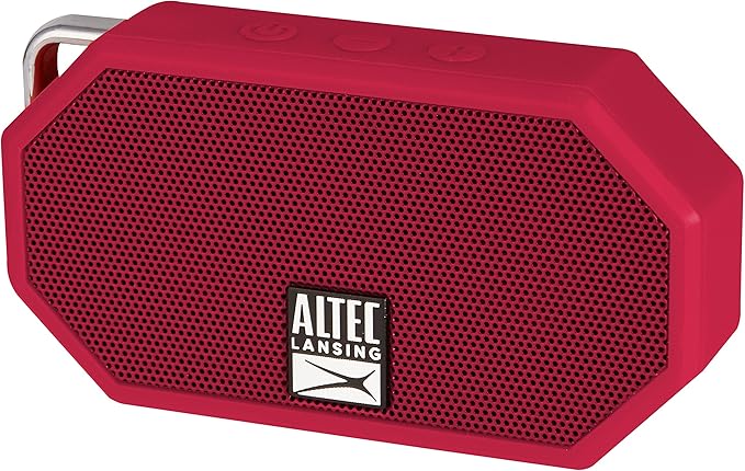 Altec Lansing Mini H2O - Waterproof Bluetooth Speaker, IP67 Certified & Floats in Water, Compact & Portable Speaker for Hiking, Camping, Pool, and Beach, Red