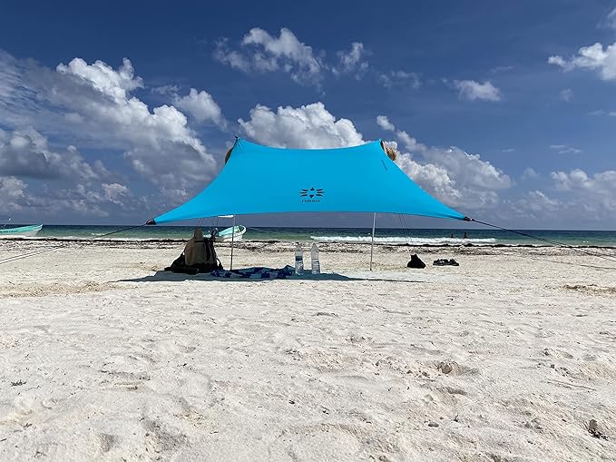 Neso Tents Beach Tent with Sand Anchor, Portable Canopy Sunshade - 7' x 7' - Patented Reinforced Corners(Teal)