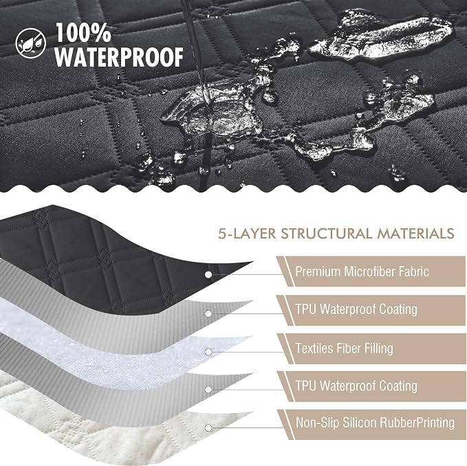 Genina Waterproof Couch Cover, Washable Anti-Slip 78inch Sofa Covers - Image 5