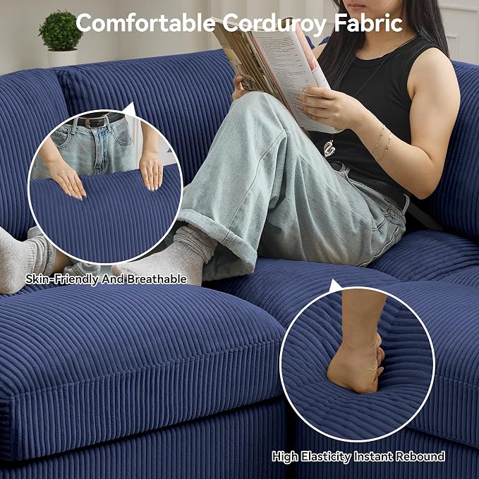 87'' V-Shaped Sectional Sofa Couch, 5-Seater Modular Couches - Image 4
