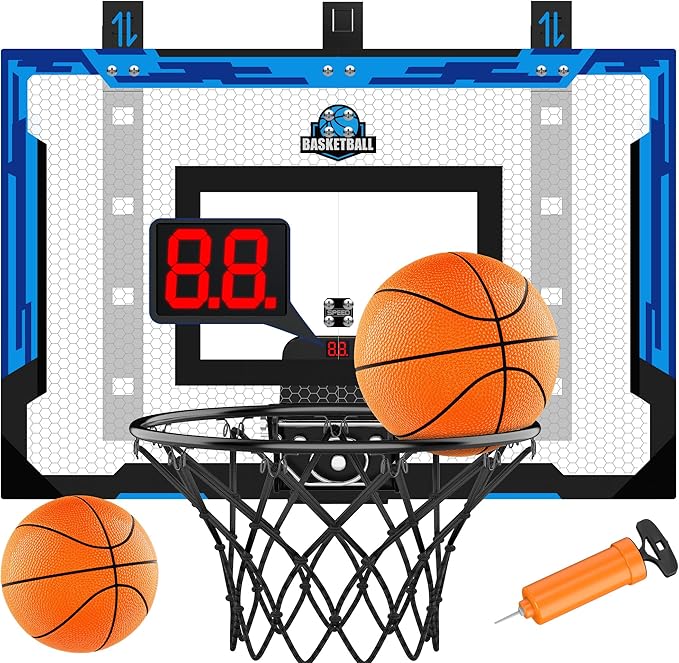 Kids Indoor Basketball Hoop with Scoreboard & Timer,Toddler Adjustable Height Basketball Goal Toy for Outdoor Backyard,Sports Game Play