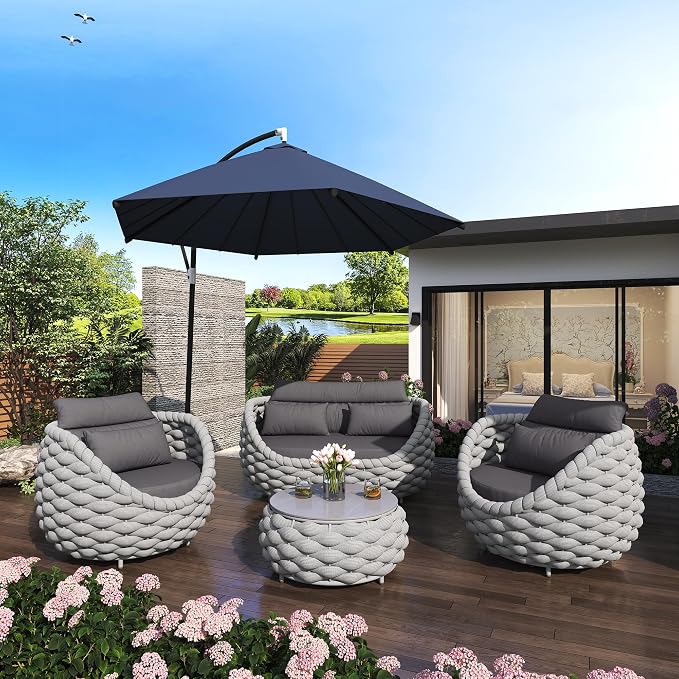 TWT Outdoor Patio Furniture Set 6 Pieces Aluminum Sectional Sofa, Metal Patio - Image 8