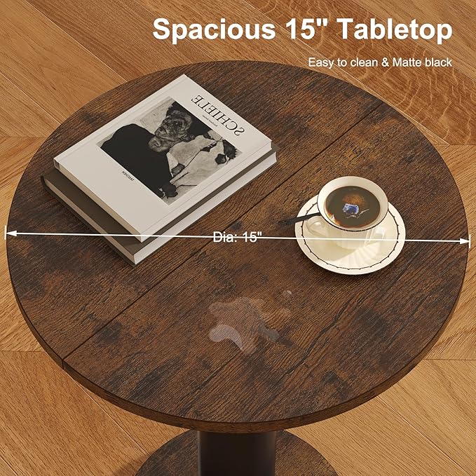 LAATOOREE Round Side Table, Accent Drink Coffee Table, Spacious Top, Thick - Image 5