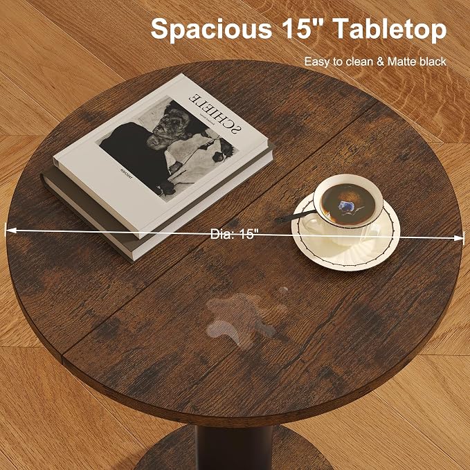 LAATOOREE Round Side Tables Set of 2, Pedestal Drink Table, Spacious Top - Image 7
