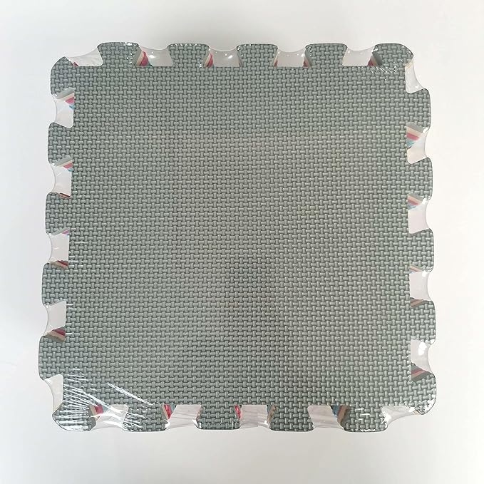 qqpp EVA Rubber 18 Tiles Interlocking Puzzle Foam Floor Mats - Baby Play Mat for Playing | Exercise Mat for Home Workout. White, Gray. QC-ALb18N