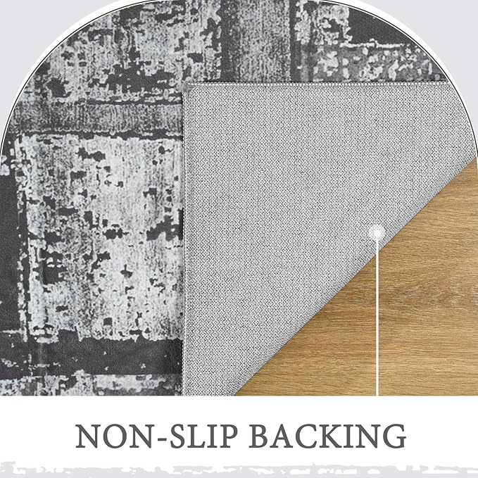 LOCHAS Rug for Living Room, Washable Soft Area Rugs for Bedroom 9x12, Abstract Carpet for Indoor Office Kids Dining Room Nursery Floor, Grey Geometric Vintage Home Decor, Non Slip, Pet Child Friendly