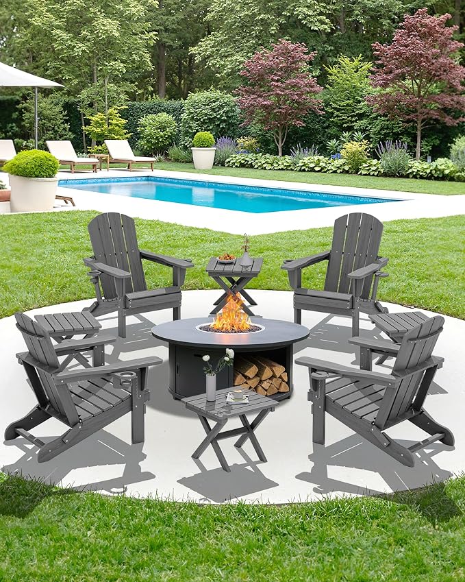 SERWALL Folding Outdoor Side Table Set of 2, Portable Adirondack Side Table - Image 11