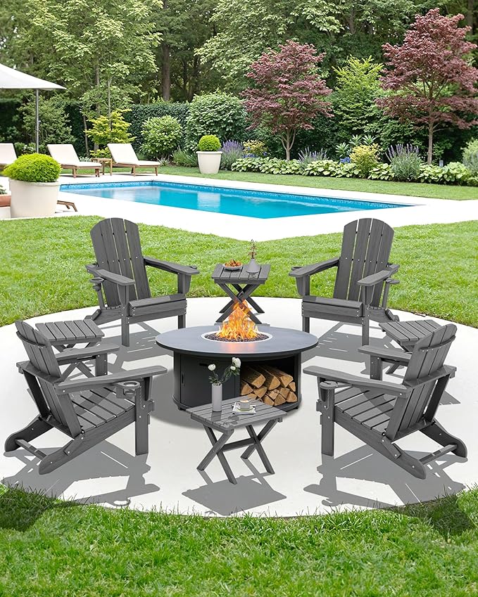 SERWALL Folding Outdoor Side Table Set of 2, Portable Adirondack Side Table - Image 11
