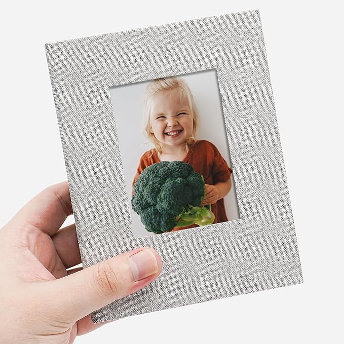 Vienrose Small Photo Album 4x6 100 Photos Linen Cover Picture Book with Front Window for Baby Wedding Children