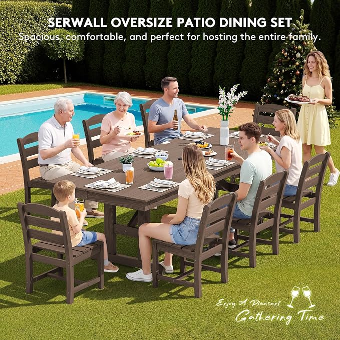 SERWALL 9 Piece Outdoor Dining Set - Image 7