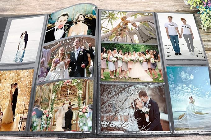 RECUTMS Photo Album 4x6 Holds 500 Photos Black Pages Large Capacity Leather Cover Wedding Family Baby Photo Albums Book Horizontal and Vertical Photos (White)
