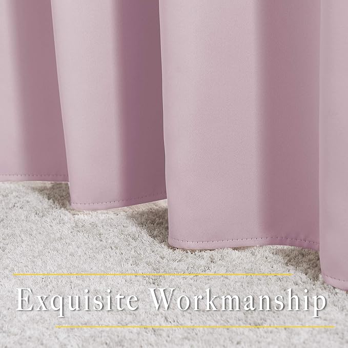 NICETOWN Bedroom Curtains Room Darkening Draperies - Room Darkening Drapes/Panels for Bedroom, Grommet Top 2-Pack, Lavender Pink, 52 x 54 inches Long, Thermal Insulated, Privacy Assured