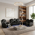 Power Recliner Sofa Set with LED, Air Leather Reclining Sofa Set, 3 Piece by PonlivingFurniture