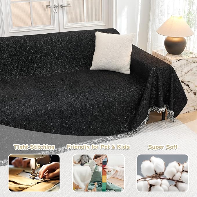 MYSKY HOME Couch Covers for Sofa, Non Slip Soft Sofa Cover, Couch Cover for - Image 2