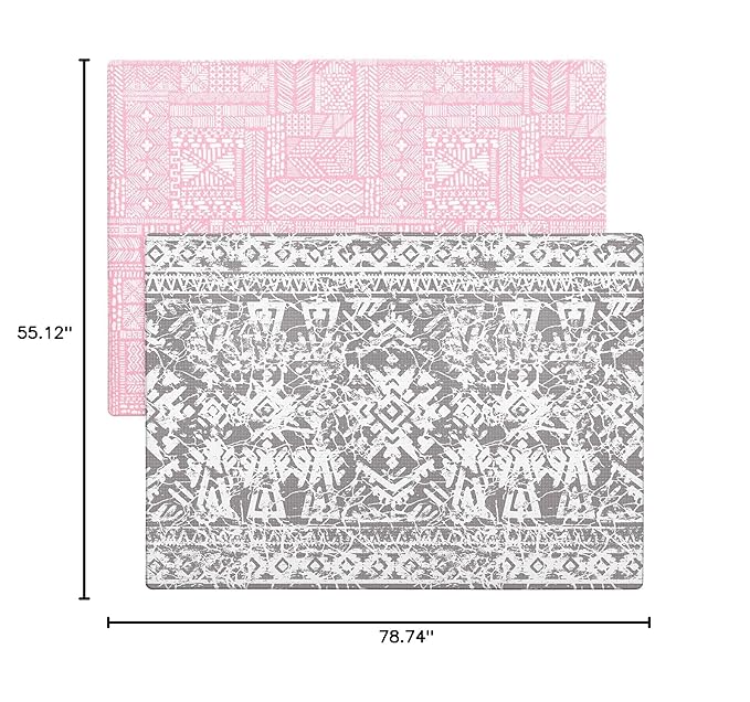 Cushmat Stylish Reversible Foam Play Mat (Large, Explorer - Ash Rose) - Soft, Waterproof, Durable Play mat for Infants, Babies, Toddler, Kids & Grownup - 6.5ft x 4.5ft