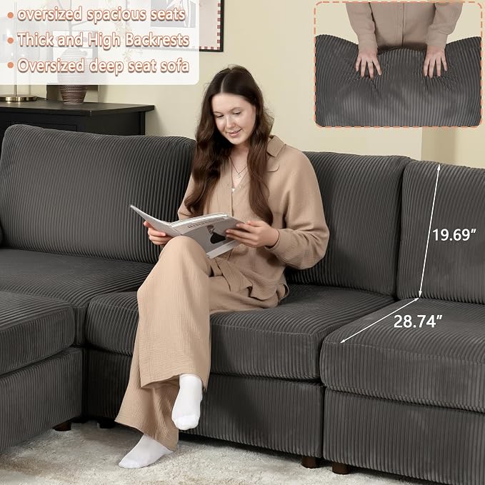 EASE MOOSE Sectional Modular Sofa, Comfty 3 Seat Cloud Couch, FSC Certified - Image 8
