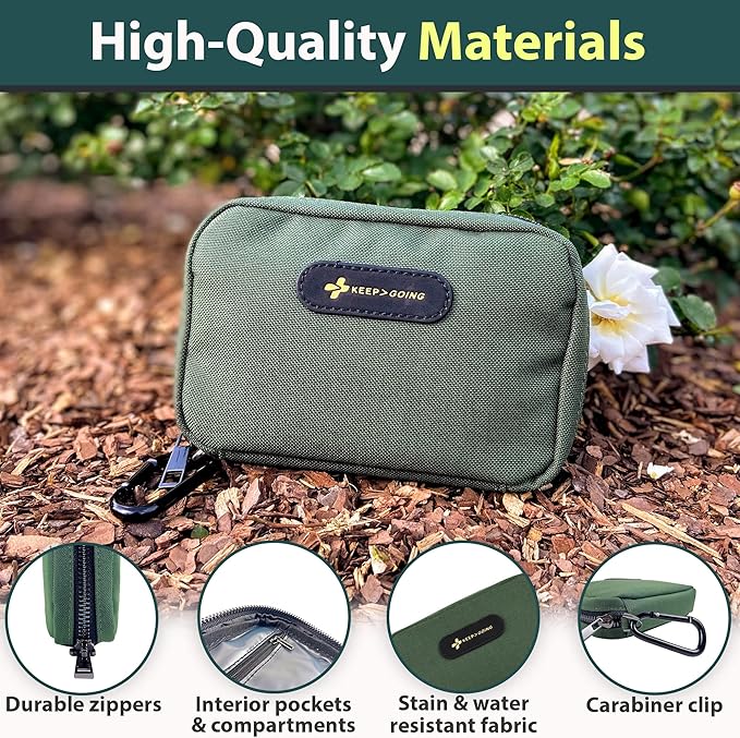 Keep Going Travel First Aid Kit for Kids – 130 Pc. for Car, Purse, Diaper Bag, Backpack, & Suitcase, with Latex-Free Bandages – 7 x 5 x 2 in. Travel First Aid Kit TSA-Approved