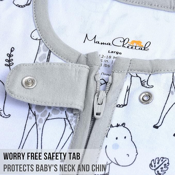 Mama Cheetah Baby Sleep Sack 0.5 TOG, Organic Cotton Baby Wearable Blanket with Two-Way Zipper, Swaddle Transition Baby Sleeping Bag for Newborn Infant Toddler Boy Girl, 6-12 Months