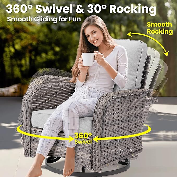 ovios 10 Pieces Patio Furniture Set, Outdoor Wicker Sofa Couch - Image 2
