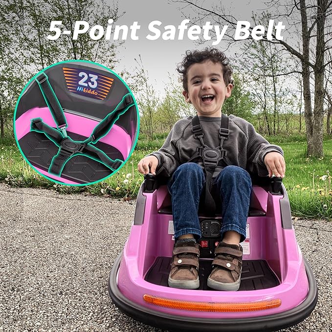 Baby Bumper Car, 6V Electric Kids Bumper Car for Toddlers with Remote Control, Bluetooth - Baby Pink