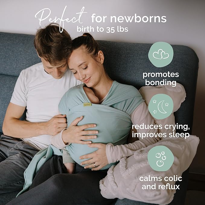 Boba Baby Wrap Carrier - Original Baby Carrier Wrap Sling for Newborns - Baby Wearing Essentials - Newborn Wrap Swaddle Holder, Newborn to Toddler Infant Sling (Serenity Sea Mist)