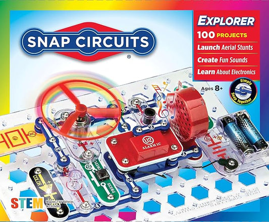 Snap Circuits Jr. SC-100 Electronics Exploration Kit, Over 100 Projects, Full Color Project Manual, 28 Parts, STEM Educational Toy for Kids 8 +