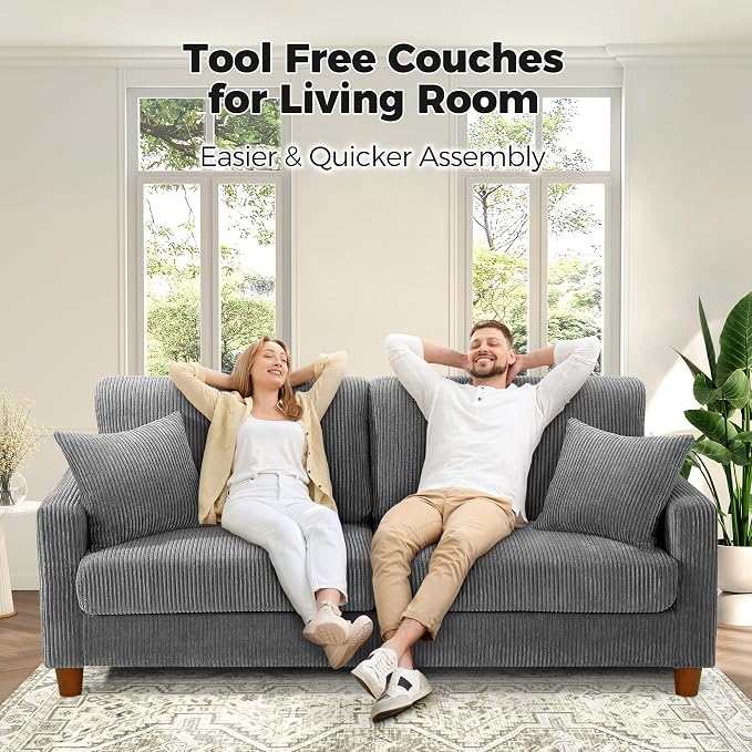 Kidirect 70in L Shaped Couch, Modular Sofa No Tool Assembly, Comfy Sectional - Image 4