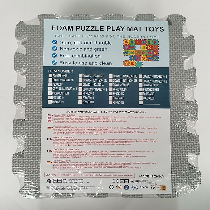 qqpp EVA 18 Tiles Baby Play Mat for Playing, Interlocking Foam Floor Mats for Tummy Time & Crawling, Flooring Tiles with Animals Puzzle for Kids. QP-51(AL) b18N