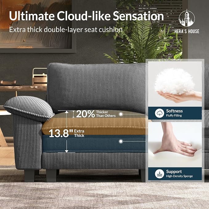 HERA'S HOUSE 124" Modular Sectional Sofa, Oversized L Shaped Couches - Image 6