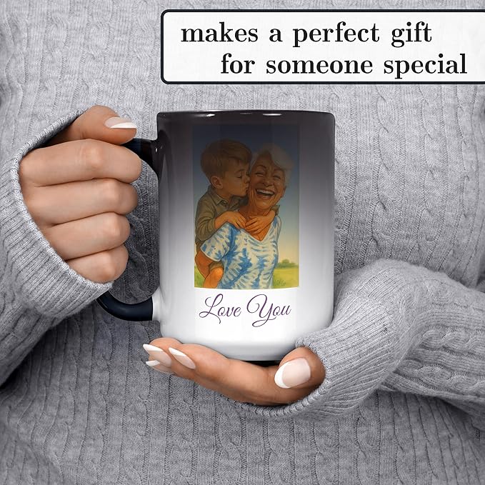 Personalized Coffee Mug, Custom Photo Caricature Gift, Funny Customized Coffee Gift for Men & Women, Custom Mugs with Pictures, Color Changing 15oz Father's Day Mug