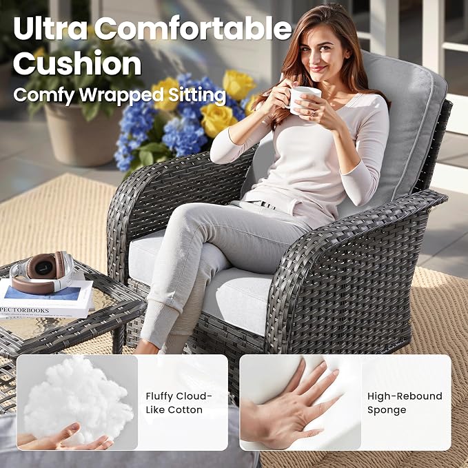ovios 5-Piece Patio Furniture Set, Outdoor Wicker Sofa - Image 6