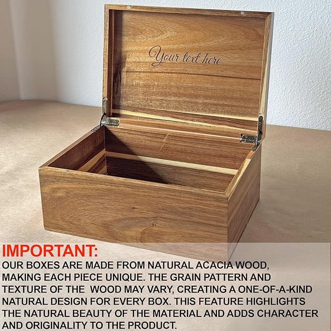 Life Tree Storage Box Personalized - Keep sake Box for Memories Large, Acacia Wood Decorative Chest, Custom Engraved Memory Boxes Bereavement, Memorial Keepsake Boxes, 11 x 8 x 4.75 in