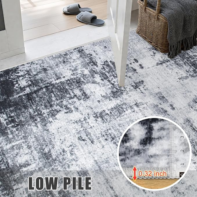 Round Area Rug for Living Room: 6 ft Washable Modern Abstract Soft Thin Rug - Image 7