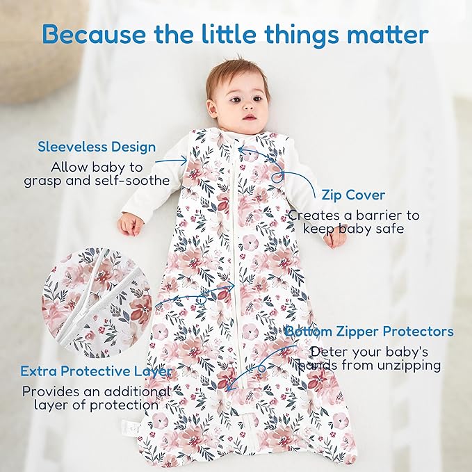 TotAha Sleep Sack 6-12-15 Months 3-Pack,Stretchy,Buttery Soft Swaddle Transition Sleeping Bag,Light Baby Wearable Blanket with 2-Way Safe Zippers for Boys and Girls, 0.5 TOG