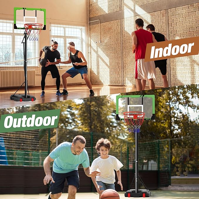 Mayfire Kids Basketball Hoop Adjustable Height 4-8.5 FT, Portable Basketball Goal System with 33'' Shatterproof Backboard for Kids Youth Teens in Driveway, Backyard, Outdoor Play