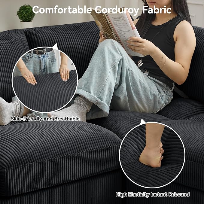 114'' Sectional 4 Seater Couch, Oversized Modular Couches - Image 6
