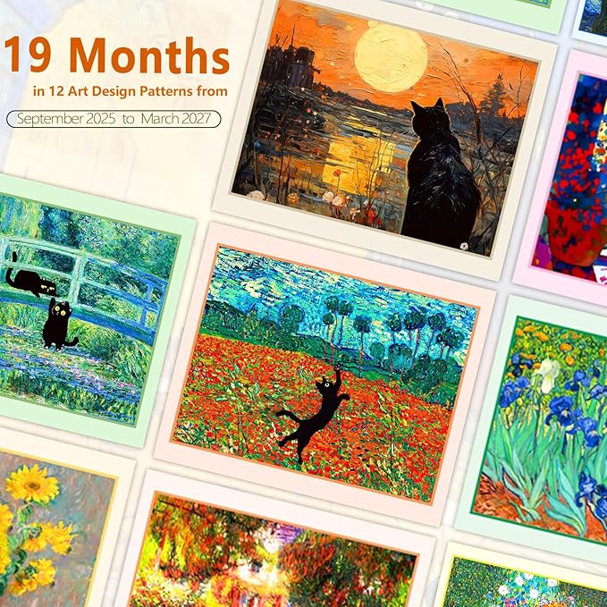 GuassLee Cat Wall Calendar 2026, Vertical Wall Calendar 2025-2026, 19-Months Hanging Art Calendar Sep. 2025-Mar. 2027, 23" x 14" Monthly Planner Wall with Thick Paper for Office School Home Teacher