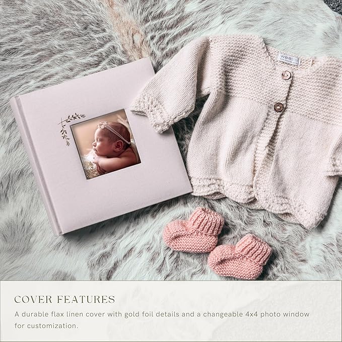 Elegant Linen Photo Album - 200 Acid-Free Pockets for 4x6 Pics - Perfect for Weddings & Gifts