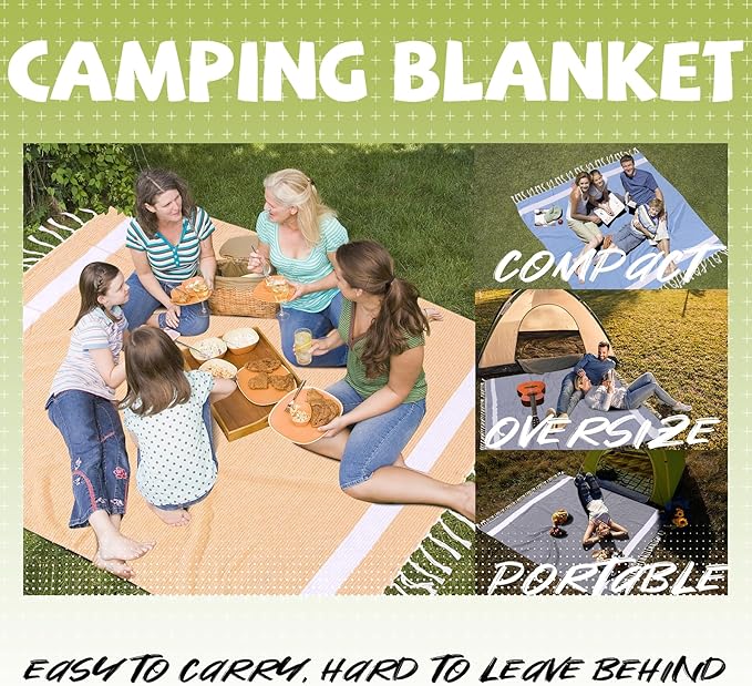 Oversized Camping Blanket Throw Blanket Turkish Beach Towel Picnic Car Essentials Lightweight Compact Roadtrip Gadgets Motorhome Rv Accessories Glamping Tent Gear Must Haves Hiker Equipment Supplies
