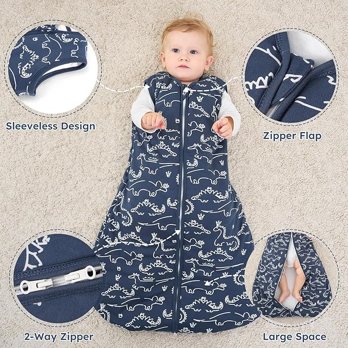Yoofoss Baby Sleep Sack 0-6 Months, TOG 2.5 Baby Wearable Blanket with 2-Way Zipper, 100% Organic Cotton Fabric Winter Newborn Sleeping Sack, Warm Soft Comfy