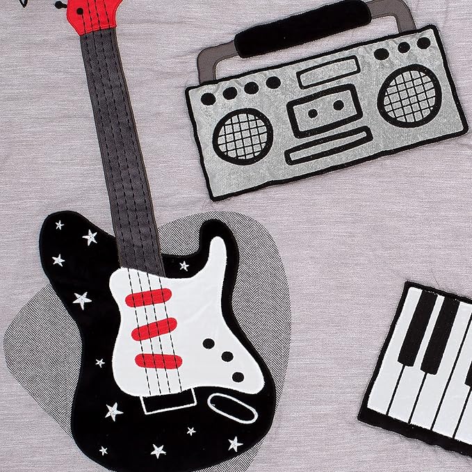 Lambs & Ivy Rock Star Musical Instruments 3-Piece Baby Crib Bedding Set - Gray