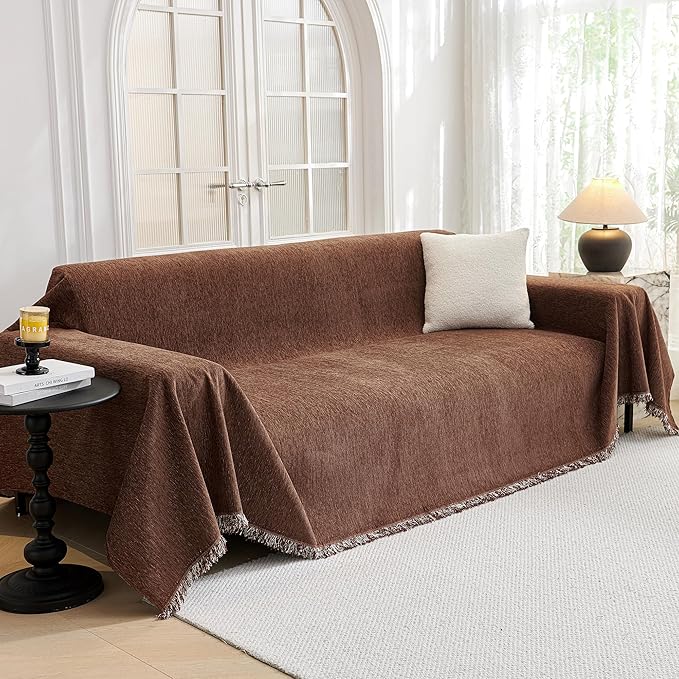 MYSKY HOME Chocolate Couch Cover Non Slip Dog Sectional Sofa Cover by MYSKYHOME