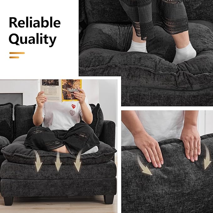 35‘’ Modern Chenille Cloud Sofa Ottoman, Rectangle Ottoman - Image 4