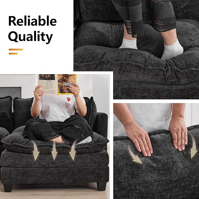 76'' Cloud Deep Seat Loveseat, Upholstered Chenille Modular 2-Seats Sectional - Image 5