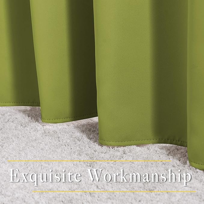 NICETOWN Bedroom Room Darkening Curtains and Drapes - Energy Smart Thermal Insulated Solid Grommet Room Darkening Draperies for Living Room (2 Panels, 66 inches x 72 inches, Fresh Green)