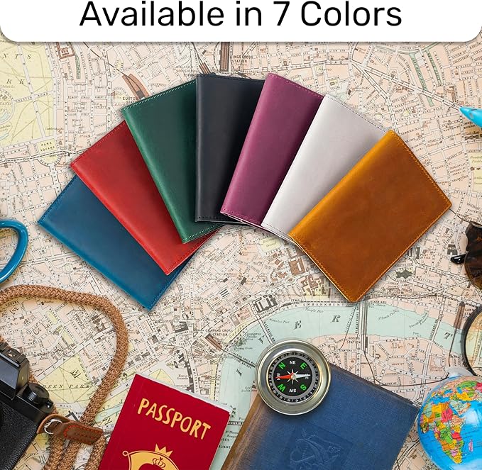 HIFA Leather Passport Holder, Handmade Passport Cover with Card and Ticket Slot - Genuine Leather, Elegant Design, Easy Access - Passport Case, Passport Wallet, Passport Holder