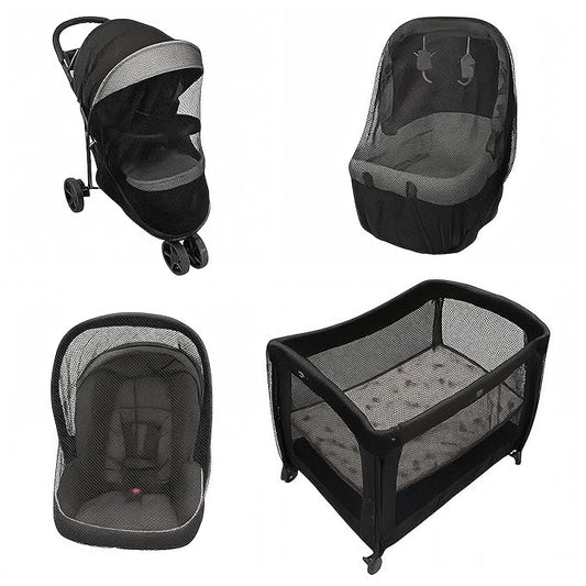 Enovoe Mosquito Net for Stroller - Bug Net for Stroller - Black Breathable Durable Polyester Mesh - Fits Strollers, Bassinets, Cradles, Playards - Pack N Plays Mini Cribs - Machine Washable