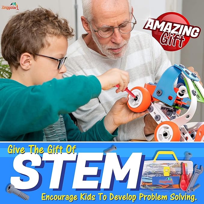 STEM Building Toy for 7-12 Year Old Boys - 7-in-1 Models Kids Love to Build and Play - 171Pcs Construction Set with Engineering Activity Kit - Best Birthday Gift Toy