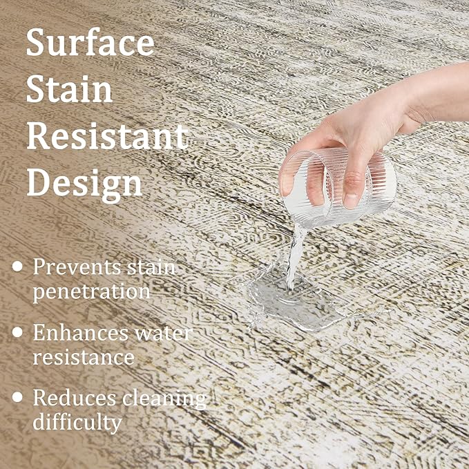 8x10 Area Rug Living Room Rugs - Washable Rug Large Modern Abstract Soft Thin Carpets Indoor Floor No Slip Vintage Carpet for Bedroom Under Dining Table Nursery Home Office Decor Nature