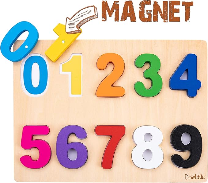 Magnetic Wooden Educational Number Puzzle - Learn Numbers & Color Recognition Toy – Toddler Preschool Game – Kids Montessori Education